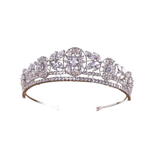 Kristall Braut Tiara Hochzeit Cubic Zirkon Krone Brautjungfer Haar Schmuck Blume Krone Zart Bequem(Gold) von YFDGD