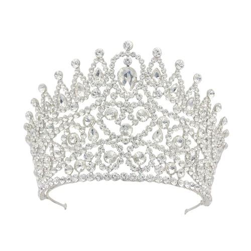 Kristall Strass Krone Hochzeit Tiara Braut Haar Zubehör Krone Zart Bequem(Silver) von YFDGD