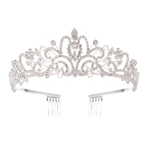 Kristall Tiaras Diadem For Frauen Mädchen Prinzessin Krone Mit Kämmen Hochzeit Geburtstag Party Bunte Krone Stirnband Zart Bequem(C1) von YFDGD
