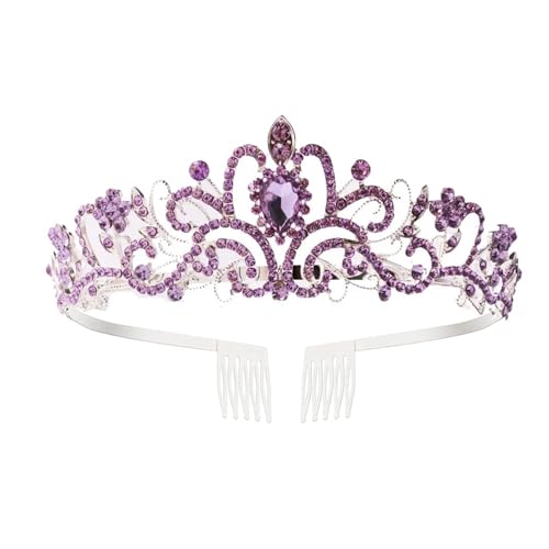 Kristall Tiaras Diadem For Frauen Mädchen Prinzessin Krone Mit Kämmen Hochzeit Geburtstag Party Bunte Krone Stirnband Zart Bequem(C12) von YFDGD