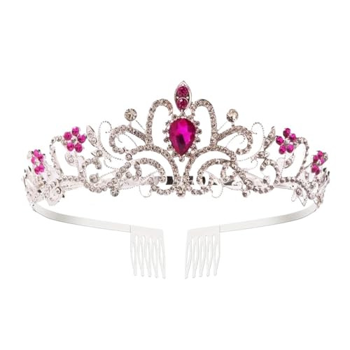 Kristall Tiaras Diadem For Frauen Mädchen Prinzessin Krone Mit Kämmen Hochzeit Geburtstag Party Bunte Krone Stirnband Zart Bequem(C13) von YFDGD