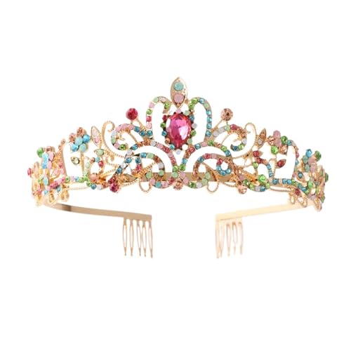 Kristall Tiaras Diadem For Frauen Mädchen Prinzessin Krone Mit Kämmen Hochzeit Geburtstag Party Bunte Krone Stirnband Zart Bequem(C4) von YFDGD