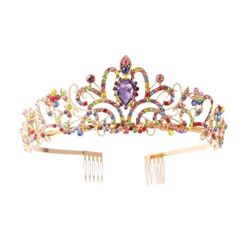 Kristall Tiaras Diadem For Frauen Mädchen Prinzessin Krone Mit Kämmen Hochzeit Geburtstag Party Bunte Krone Stirnband Zart Bequem(C6) von YFDGD