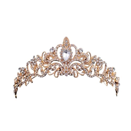 Krone For Mädchen Kopfschmuck Hochzeit Kopf Schmuck Mode Haar Zubehör Strass Tiara Juwelen Geschenke Zart Bequem(Rose Gold) von YFDGD