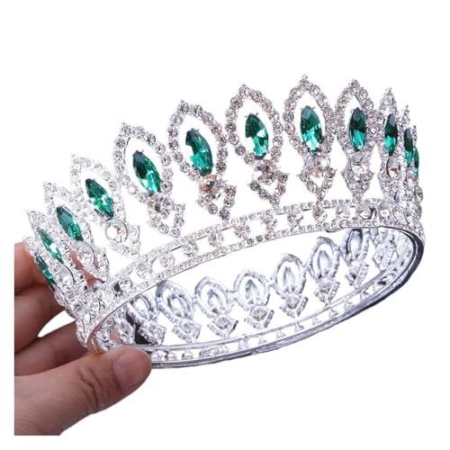 Legierung Barock Kristall Strass Tiara König Kronen Große Runde Pageant Volle Krone Zart Bequem(C2) von YFDGD