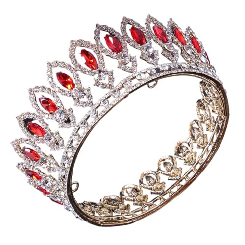 Legierung Barock Kristall Strass Tiara König Kronen Große Runde Pageant Volle Krone Zart Bequem(C4) von YFDGD