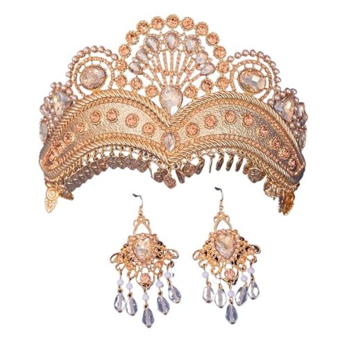 Luxus Elegante Kristall Krone Haar Zubehör Tiara For Frauen Party Rot Lila Strass Braut Krone Haar Schmuck Zart Bequem(S5) von YFDGD