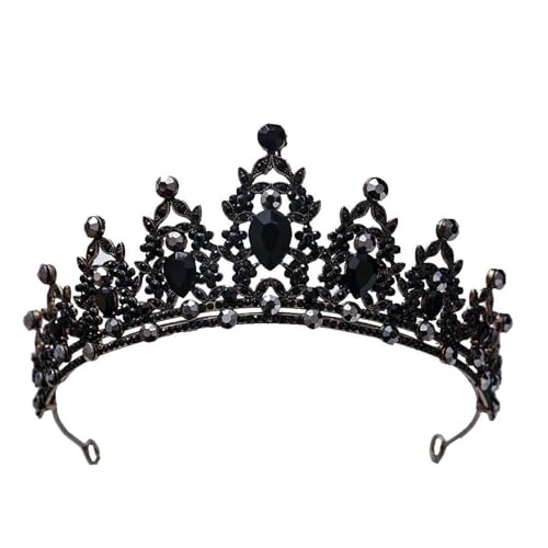 Luxus Multicolor Kristall Krone Haar Zubehör Tiara For Frauen Mädchen Hochzeit Strass Braut Krone Haar Schmuck Zart Bequem(Black) von YFDGD