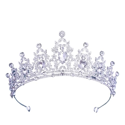 Luxus Multicolor Kristall Krone Haar Zubehör Tiara For Frauen Mädchen Hochzeit Strass Braut Krone Haar Schmuck Zart Bequem(Silver white) von YFDGD