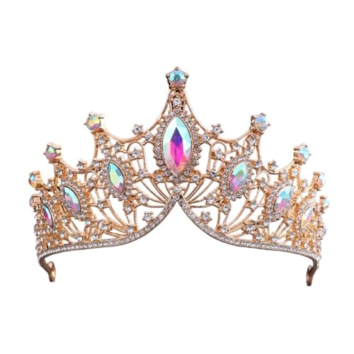 Multi Farbe Kristall Kronen Silber For Mädchen Kinder Tiaras Luxus Hochzeit Kopfschmuck Gold Stirnbänder Haar Zubehör Braut Zart Bequem(Color 4) von YFDGD