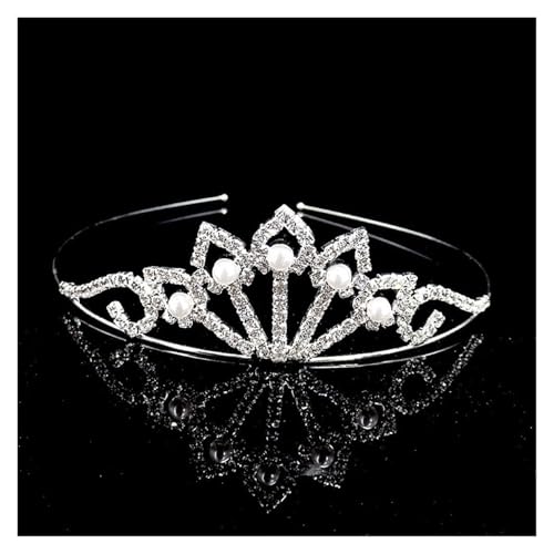 Prinzessin Perle Strass Tiara Kind Mädchen Abschlussball Geschenk Haarschmuck Braut Kopfschmuck Hochzeit Haarschmuck Krone Zart Bequem(A) von YFDGD
