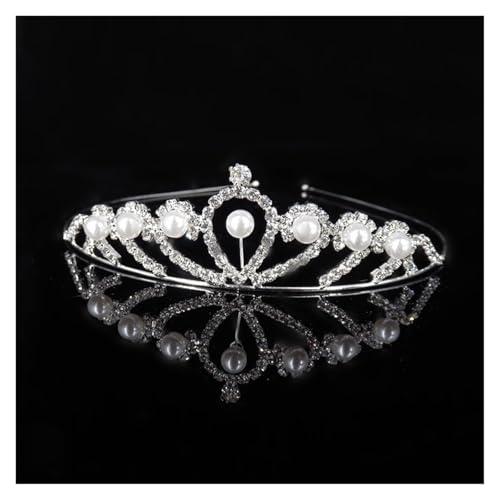 Prinzessin Perle Strass Tiara Kind Mädchen Abschlussball Geschenk Haarschmuck Braut Kopfschmuck Hochzeit Haarschmuck Krone Zart Bequem(B) von YFDGD