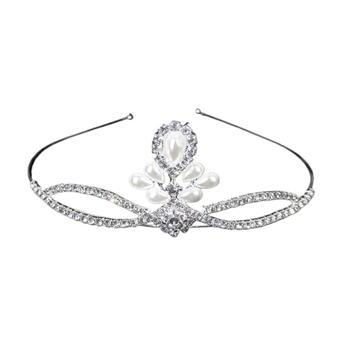 Prinzessin Perle Strass Tiara Kind Mädchen Abschlussball Geschenk Haarschmuck Braut Kopfschmuck Hochzeit Haarschmuck Krone Zart Bequem(C) von YFDGD