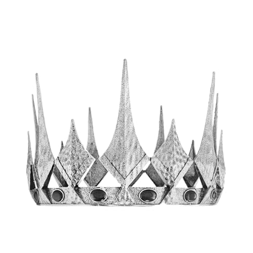 Retro Volle Runde Barock Königin Krone Antike Silber Metall Tiaras König Und Königin Kronen Zart Bequem(Black,D160mm) von YFDGD