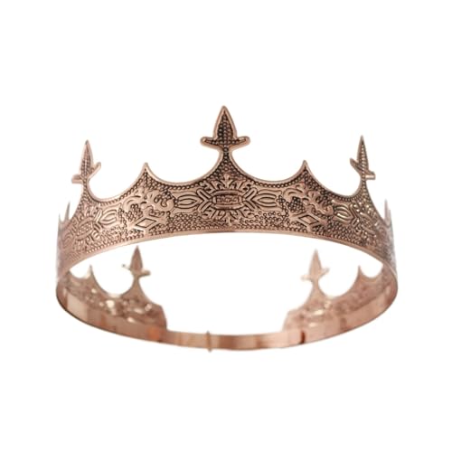 Retro Volle Runde Barock Krone Geometrische Einstellbare König Männer Pageant Metall Krone Zart Bequem(C2) von YFDGD