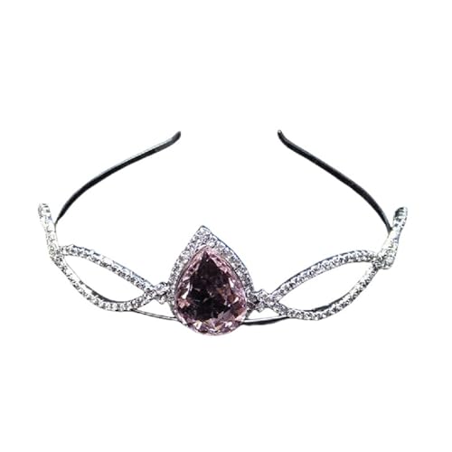 Rosa Glas Teardrop Krone Braut Hochzeit Kopfschmuck Kristall Krone Prinzessin Mädchen Haar Zubehör Hochzeit Fotografie Accessori Zart Bequem von YFDGD