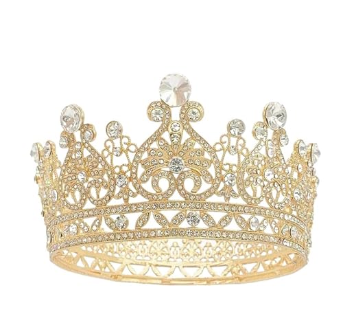 Runde Krone For Mädchen Frauen Braut Barock Festzug Kronen Europäische Prinzessin Tiara Kristall Haarschmuck Juwelen Volle Krone Königin Zart Bequem von YFDGD