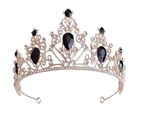Schöne Braut Kopfbedeckung Mode Hochzeit Krone Luxus Geburtstag Party Tiaras Schmuck Kopfschmuck Mädchen Haar Acessories Zart Bequem(Gold black) von YFDGD