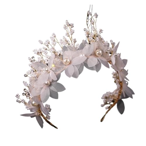 Tiaras Ohrring Sets Hochzeit Haarschmuck For Frauen Blume Strass Perle Stirnbänder Dangler Prinzessin Brautkronen Zart Bequem von YFDGD