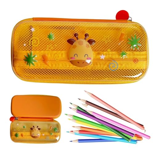 YFDSXKMZ Federmäppchen Giraffe,Stiftehalter mit Reißverschluss,Große 2 Fächer Design für Transparente Stifttasche, Wasserabweisend, für Schule & Büro, stylisches Design, 23 cm x 11 x 5 cm von YFDSXKMZ