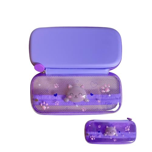 YFDSXKMZ Federmäppchen Katze,Stiftehalter mit Reißverschluss,Große 2 Fächer Design für Transparente Stifttasche, Wasserabweisend, für Schule & Büro, stylisches Design, 23 cm x 11 x 5 cm von YFDSXKMZ