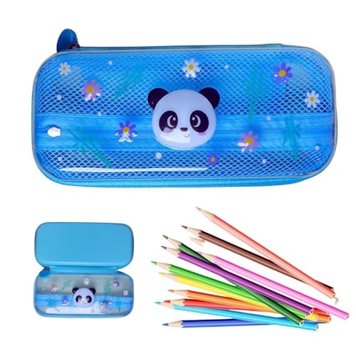 YFDSXKMZ Federmäppchen Panda,Stiftehalter mit Reißverschluss,Große 2 Fächer Design für Transparente Stifttasche, Wasserabweisend, für Schule & Büro, stylisches Design, 23 cm x 11 x 5 cm von YFDSXKMZ