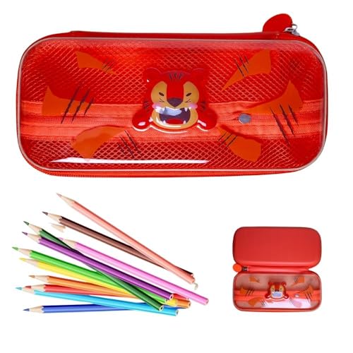 YFDSXKMZ Federmäppchen Tiger,Stiftehalter mit Reißverschluss,Große 2 Fächer Design für Transparente Stifttasche, Wasserabweisend, für Schule & Büro, stylisches Design, 23 cm x 11 x 5 cm von YFDSXKMZ