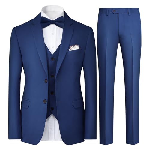 YFFUSHI Anzug Herren 3 Teilig Anzüge Slim Fit Formale Herrenanzug für Business Hochzeit Jacke Hose Weste Fliege, Navy Blau, XXL YFFUSHI Anzug Herren 3 Teilig Anzüge Slim Fit Formale Herrenanzug für Business Hochzeit Jacke Hose Weste Fliege, Navy Blau, XXL von YFFUSHI