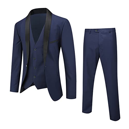 YFFUSHI Anzug Herren 3 Teilig Anzüge Slim Fit Schalkragen Hochzeit Business Smoking Modern Herrenanzug, Dunkelblau, M YFFUSHI Anzug Herren 3 Teilig Anzüge Slim Fit Schalkragen Hochzeit Business Smoking Modern Herrenanzug, Dunkelblau, M von YFFUSHI