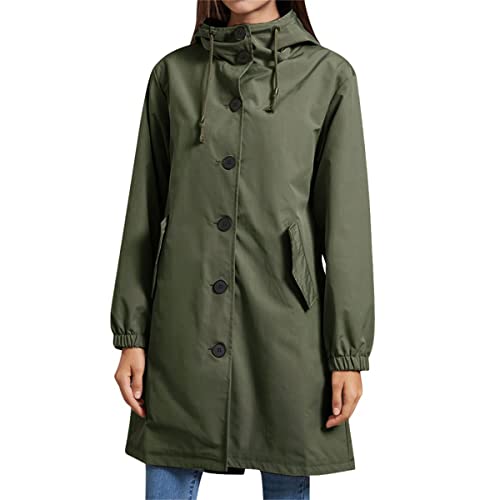 YFFUSHI Damen Leichte Jacke mit Kapuze - Allwetter Windjacke für Frauen,Grün,L von YFFUSHI