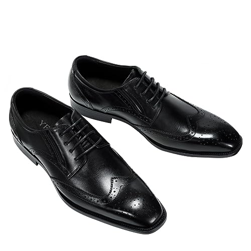YFFUSHI Herren Anzugschuhe Spitz Echter Rindsleder Businessschuhe Schnürhalbschuhe Derby Oxfords Lederschuhe, Schwarz, 42 YFFUSHI Herren Anzugschuhe Spitz Echter Rindsleder Businessschuhe Schnürhalbschuhe Derby Oxfords Lederschuhe, Schwarz, 42 von YFFUSHI