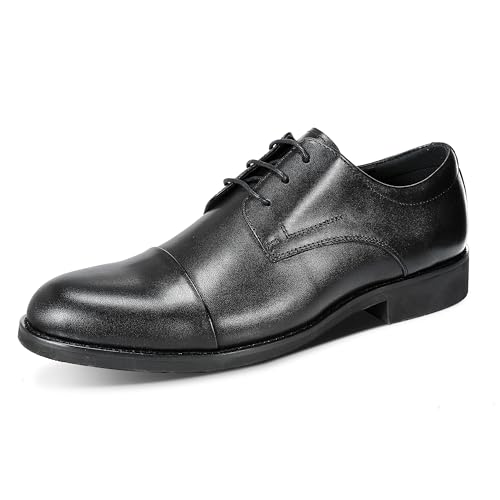 YFFUSHI Herren Business Schuhe Schnürhalbschuhe Männer Derby aus Echter Rindsleder Anzugschuhe Leder Schwarz 43 von YFFUSHI