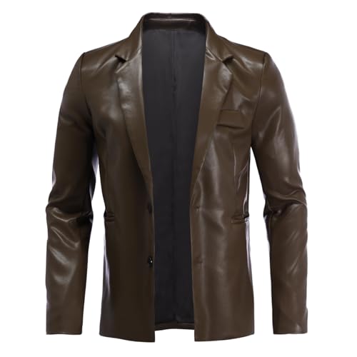 YFFUSHI Herren Lederjacke Freizeit Kunstleder Bikerjacke Regular Fit PU Motorradjacke Stehkragen Übergangsjacke, Braun, L YFFUSHI Herren Lederjacke Freizeit Kunstleder Bikerjacke Regular Fit PU Motorradjacke Stehkragen Übergangsjacke, Braun, L von YFFUSHI