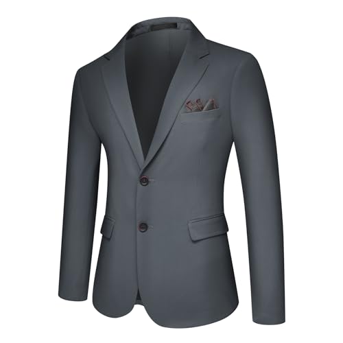 YFFUSHI Sakko Herren 2 Knöpfe Business Anzugjacke Freizeit Sportlich Herrensakko Regular Fit Blazer, Dunkelgrau, L von YFFUSHI