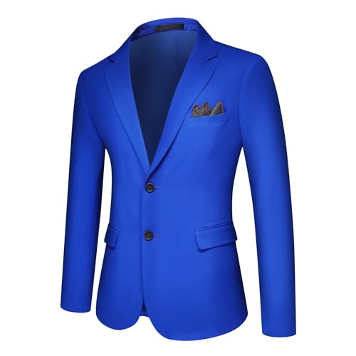YFFUSHI Sakko Herren 2 Knöpfe Business Anzugjacke Freizeit Sportlich Herrensakko Regular Fit Blazer, Königsblau, 3XL von YFFUSHI