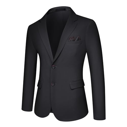 YFFUSHI Sakko Herren 2 Knöpfe Business Anzugjacke Freizeit Sportlich Herrensakko Regular Fit Blazer, Schwarz, M von YFFUSHI