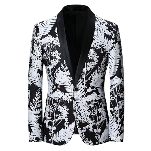 YFFUSHI Sakko Herren Floral 1 Knopf Hochzeit Smokingjacke Allover Blumenmuster Sportlich Anzug Jacke von YFFUSHI