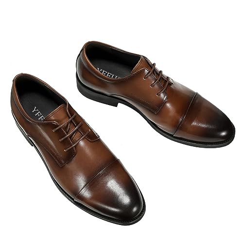 YFFUSHI Schuhe Herren Lederschuhe Spitz Derby Anzugschuhe Business Oxfords Leder Schnürhalbschuhe, Braun, 42 YFFUSHI Schuhe Herren Lederschuhe Spitz Derby Anzugschuhe Business Oxfords Leder Schnürhalbschuhe, Braun, 42 von YFFUSHI