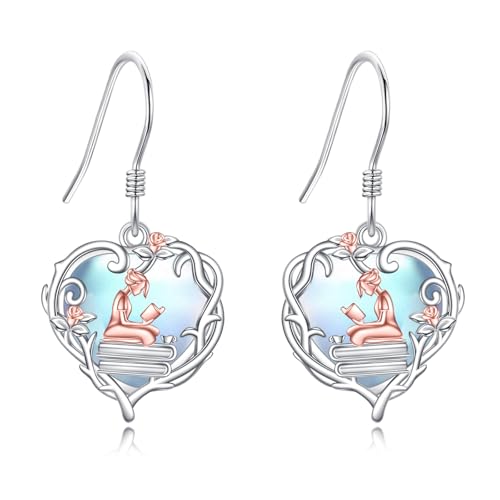 925 Sterlingsilber Herz Filigran Ohrringe für Frauen Türkis Dangle Drop Ohrringe Französischer Stil Leverback Schmuck für Weihnachten, Valentinstag, Muttertag, Geburtstag von YFN