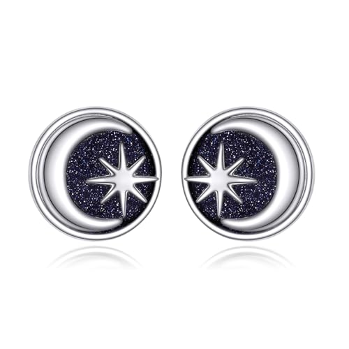 925 Sterlingsilber Sonne und Mond Ohrringe für Frauen, Hypoallergene Himmelskörper Halbmond Stecker Ohrringe Nickel frei, Minimalistischer Tag & Nacht Schmuck Geschenk für Sie von YFN