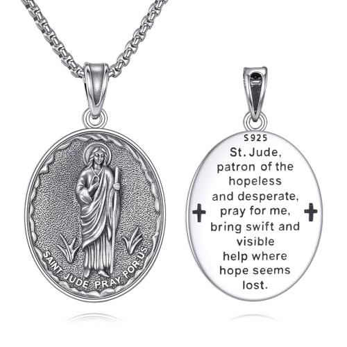 925 Sterlingsilber St. Judas Halskette Heiliger Judas Medaillon Schutzpatron der Hoffnung Anhänger Hypoallergener Katholischer Schmuck Geschenk für Frauen & Männer - Nickel frei & Schmutzbeständig 925 Sterlingsilber St. Judas Halskette Heiliger Judas Medaillon Schutzpatron der Hoffnung Anhänger Hypoallergener Katholischer Schmuck Geschenk für Frauen & Männer - Nickel frei & Schmutzbeständig von YFN