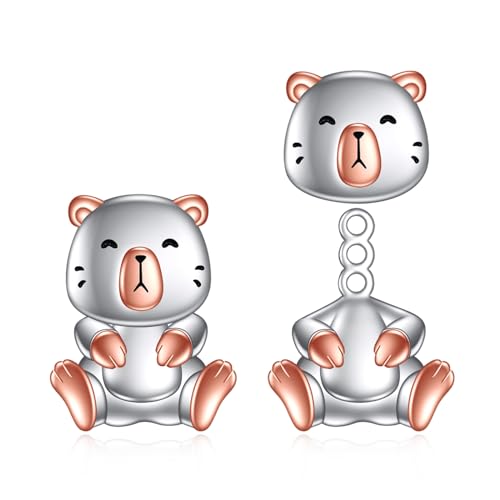 Capybara Ohrstecker für Frauen Sterling Silber Niedliche Tier Capybara Leverback Ohrringe Schmuck Geschenk für Mädchen (Wasserschwein) von YFN