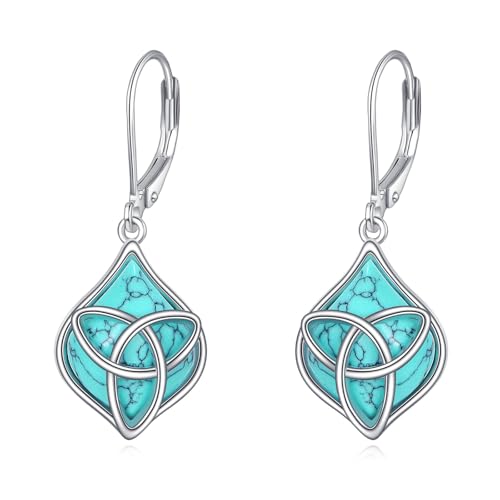 Keltische Ohrringe 925 Sterlingsilber mit Türkis Irischer Knoten Dangle Ohrringe Keltischer Knoten für Frauen Ahnenverbindung Boho Schmuck Geschenk für Weihnachten Muttertag Geburtstag von YFN