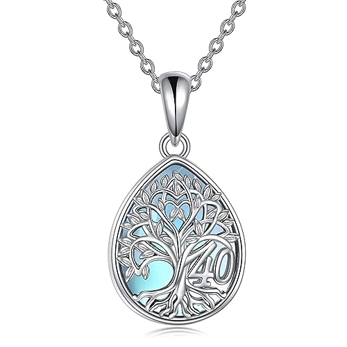 YFN 40. Geburtstag Geschenke für Frauen Sterling Silber Baum des Lebens Mondstein Halskette Mothers Day Weihnachten Schmuck Geschenke für Mama von YFN