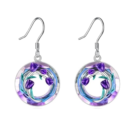 YFN 925 Sterling Silber Ohrringe mit Lila Tulpen Design – Elegante Blumen Ohrringe für Frauen – Hypoallergen YFN 925 Sterling Silber Ohrringe mit Lila Tulpen Design – Elegante Blumen Ohrringe für Frauen – Hypoallergen von YFN