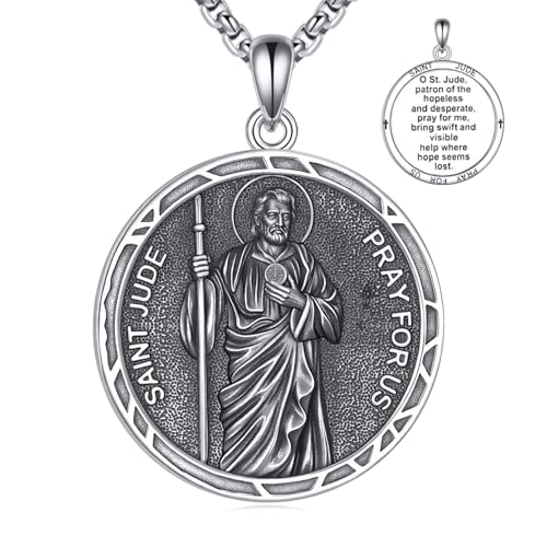 YFN 925 Sterlingsilber St. Judas Halskette für Männer Frauen Heiliger Judas Anhänger Schutzpatron der Unmöglichen Anliegen Medaillon 22+2" Verstellbare Kette Hoffnung & Wunder Katholischer Schmuck YFN 925 Sterlingsilber St. Judas Halskette für Männer Frauen Heiliger Judas Anhänger Schutzpatron der Unmöglichen Anliegen Medaillon 22+2" Verstellbare Kette Hoffnung & Wunder Katholischer Schmuck von YFN