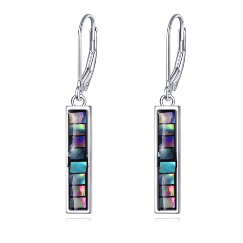 YFN Abalone Bar Ohrringe für Frauen Sterling Silber Leverback Ohrringe Abalone Shell-Schmuck Geschenk für Mädchen (braun) von YFN
