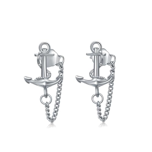 YFN Anker Ohrringe Sterling Silber Anker Seil Ohrstecker Nautische Schmuck für Frauen Mädchen Marine Graduierung Geschenke für ihre Tochter Ganddaughter von YFN