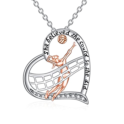 YFN Athleten Volleyball Geschenke Halskette aus Silber Sport für Frauen inspirierende Accessoires (1) von YFN