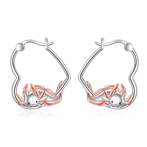 YFN Axolotl Ohrringe Sterling Silber Tier Herz Creolen Baumeln Tropfen Niedlichen Axolotl Schmuck Geschenke für Damen von YFN